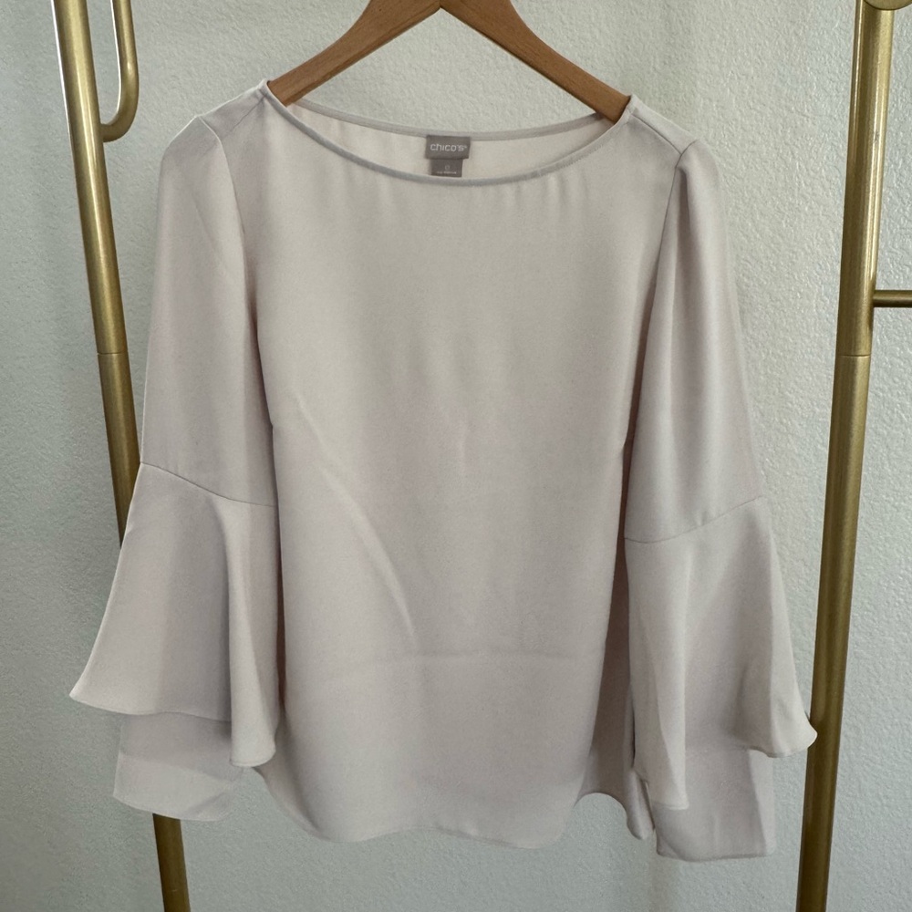 Chico's Elegant Cream Blouse with Bell Sleeves